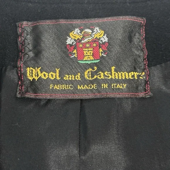 Vintage Wool and Cashmere One-Button Women's Blazer Black Sz Large - Picture 9 of 10